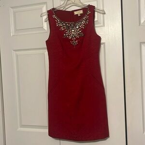 Red beaded Moulinette Soueurs Anthropology dress